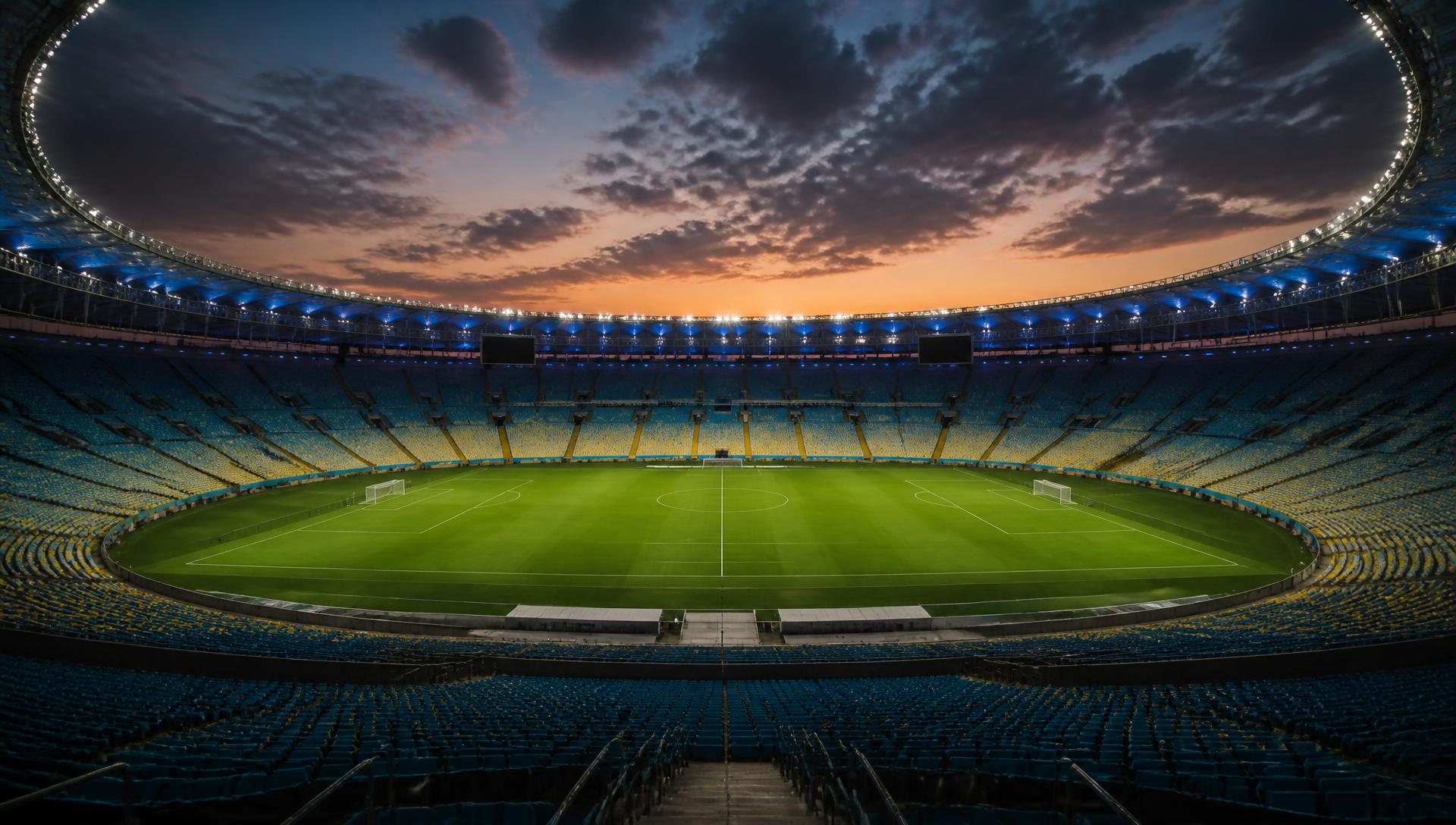 Gramado do Maracanã ao entardecer